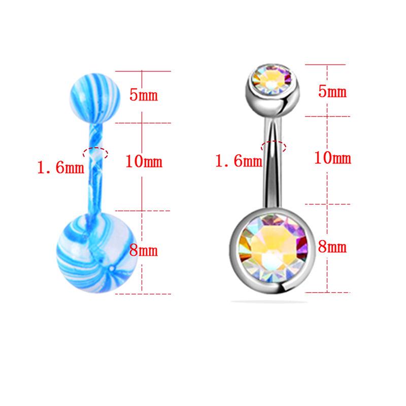 16Pcs Mix Umbigo Umbigo Anel Barbell Bola Corpo Jóias