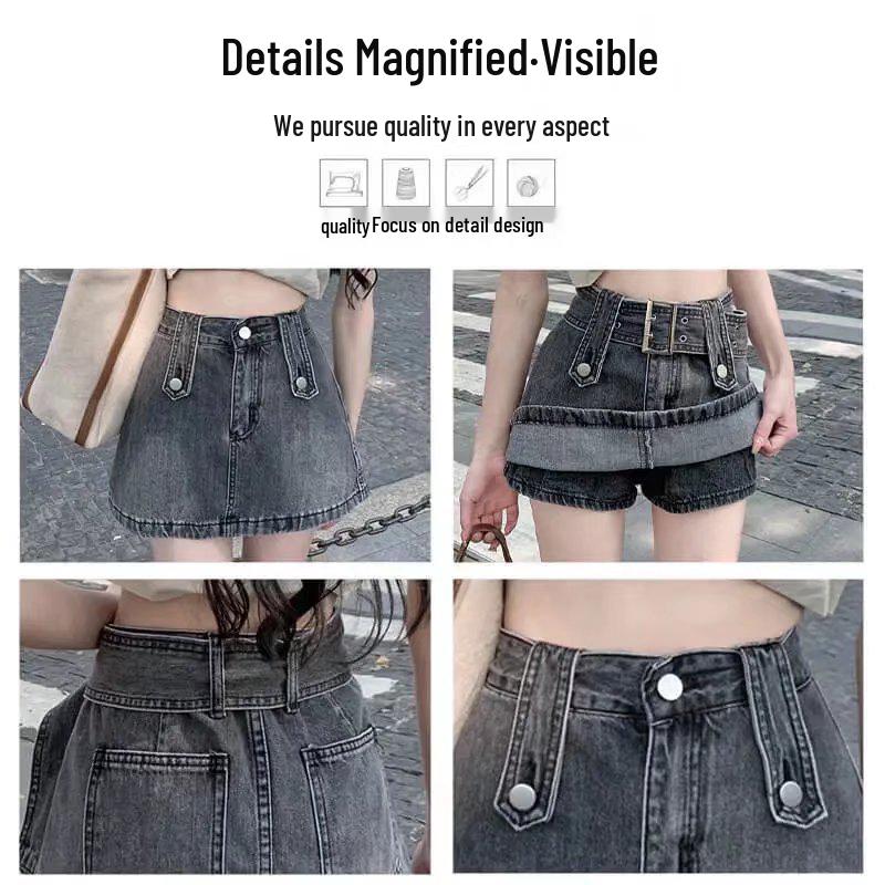Women's High Waist Denim Bodycon Skort - Summer 2022 Retro Slimming Super Short Skirt