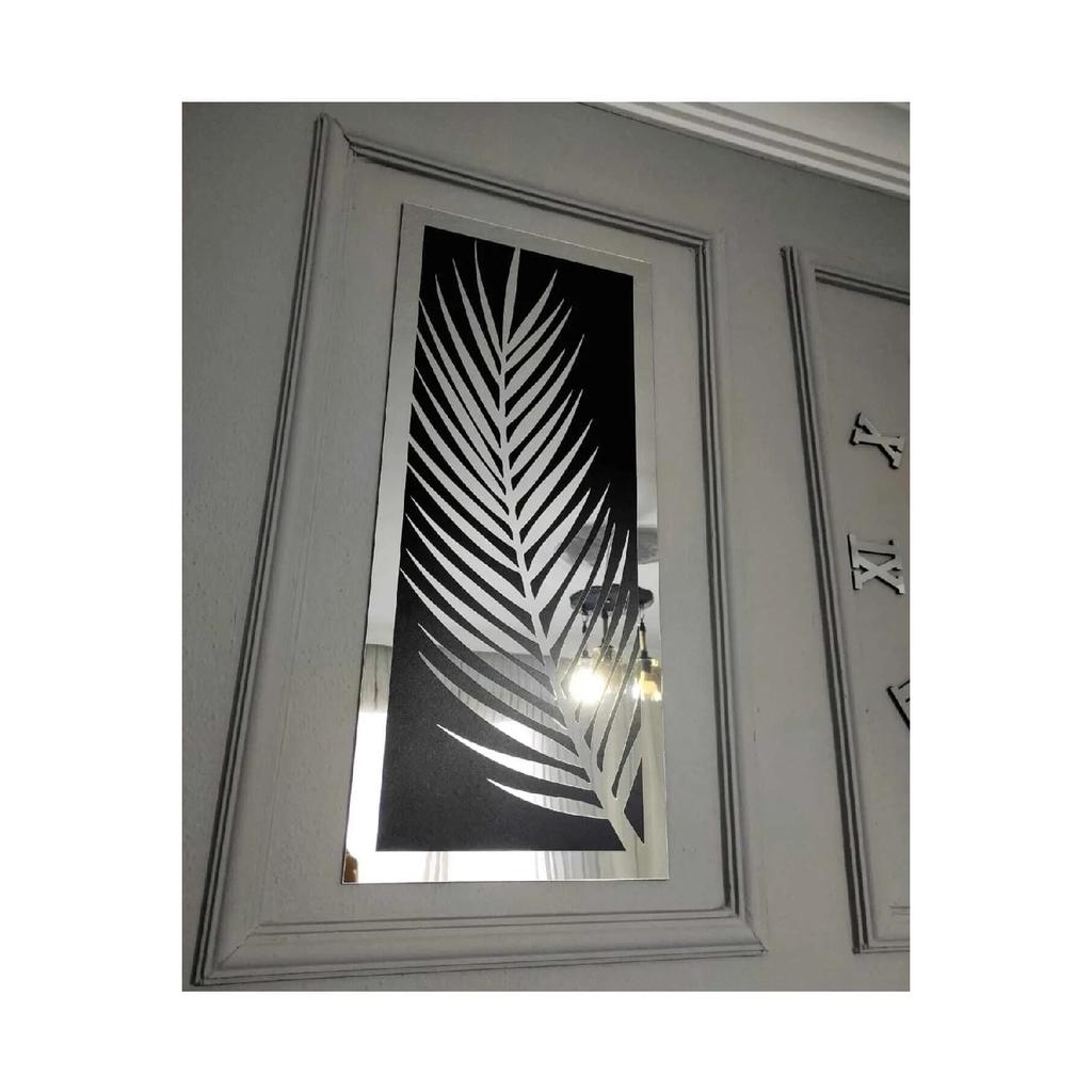 3-teiliges Wanduhren-Set, verspiegelte Palmblätter aus Acryl-Plexiglas und römisches R. Uhr