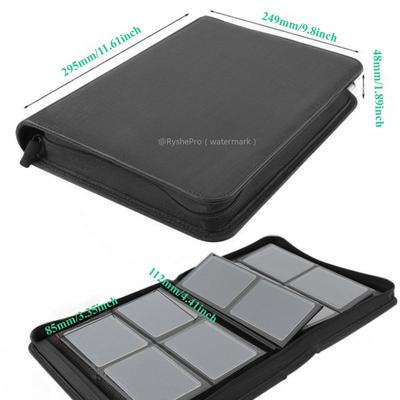 4-Taschen Toploader Sammelkarten-Ordneralbum 7,6 x 10,2 cm PU-Leder Ordner Hält 112+ Stabile doppelseitige Fächer für MTG PKM Karten