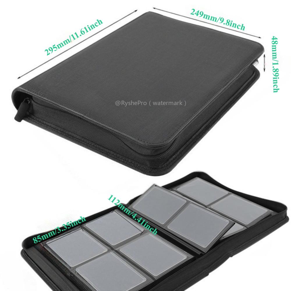 4 Pocket Toploader Trading Card Binder Album 3" X 4" PU leather Folder Holds 112+ Rigid Double Sided Pockets for MTG PKM Cards