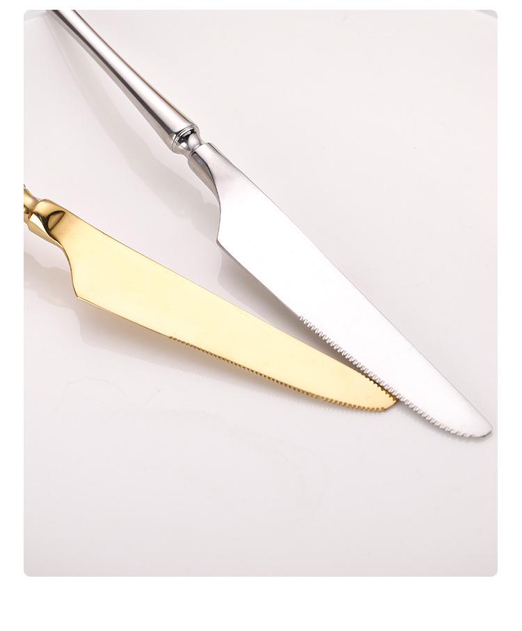 Stainless Steel Small Waist Cutlery Set: Steak Knife, Fork, Dessert Spoon, Mirror Finish.