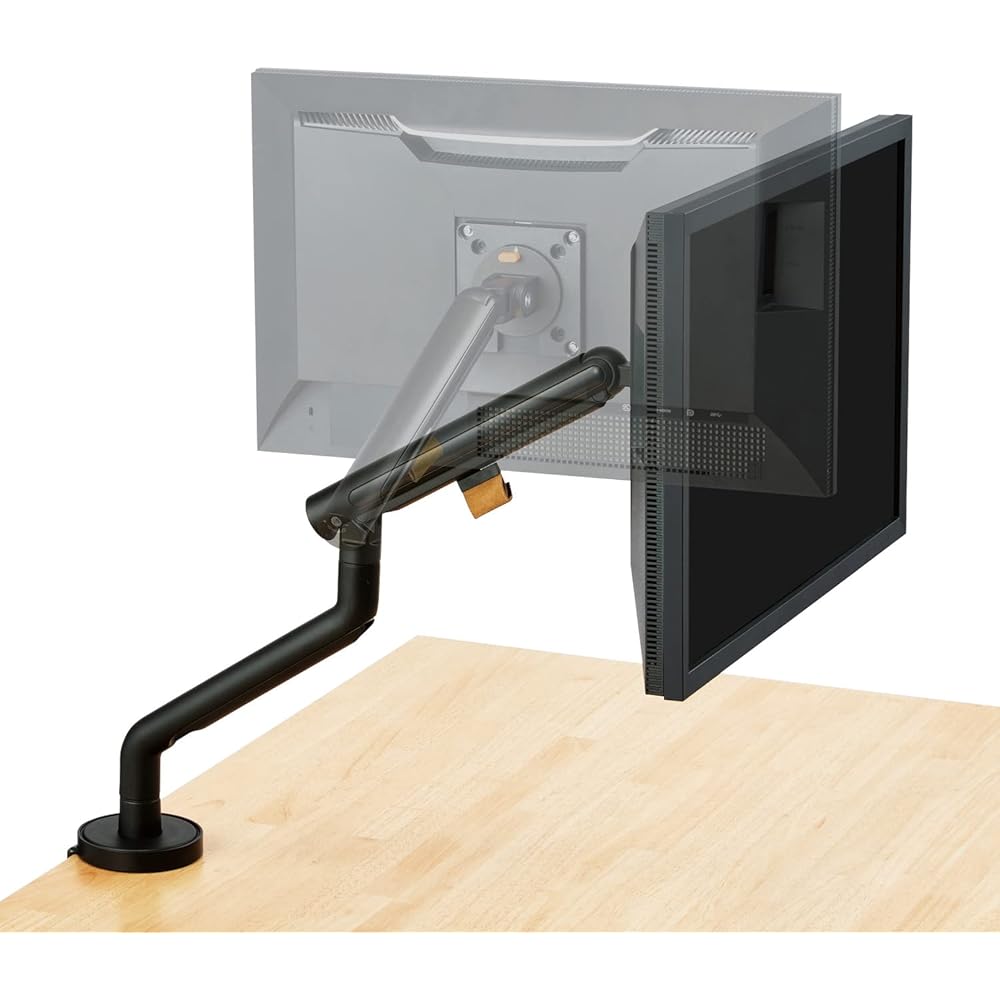 Elecom DPA-SL04BK Single Monitor Arm Long Spring Design Easy Installation 3-9kg Load Capacity Black