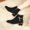 Fall Winter Faux Suede Short Boots Women Round Toe Thick Heel High  Fleece Lined Warm Cotton Shoes Mid Low Heel Women