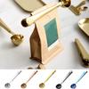 Portable 2-in-1 Coffee Spoon With Bag Clip Gold Silver Coffee Scoop Clip Stainless Steel Long Handle Spoon Bag Clip Milkpowder