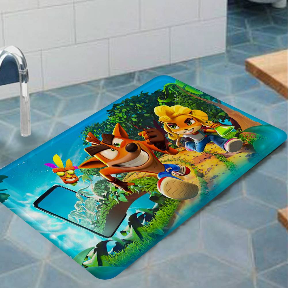Video Game C-Crash B-Bandicoot Hallway Carpet Non-Slip Laundry Room Mat Laundry Decor Balcony Living Room Bedside Area Rugs