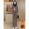 Plus Samt Dicke Pulloverjacke Damen Herbst und Winter Lässiger Sportanzug Warm Mode Hose Zweiteiliger Anzug
