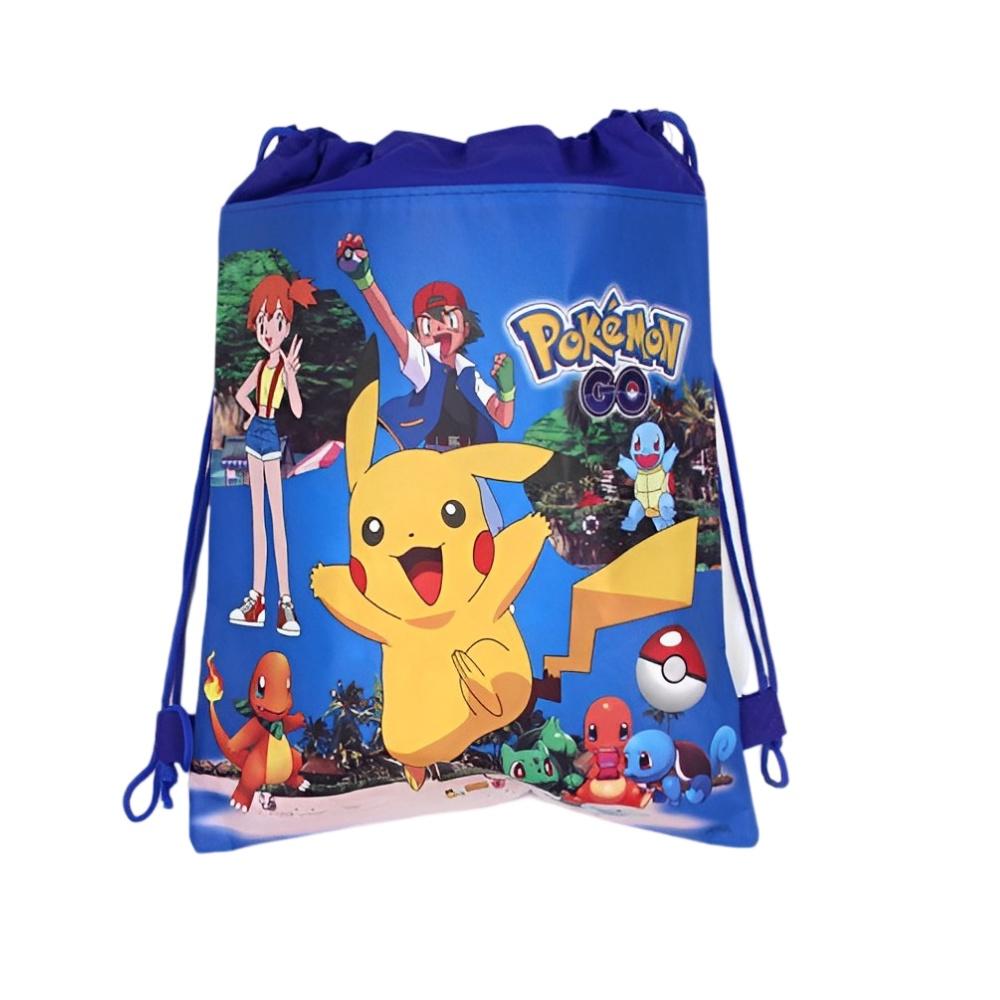 Pikachu Print Drawstring Backpack Kids PE School Sports Bag Cartoon Travel Storage Sack Children Birthday Party Gift
