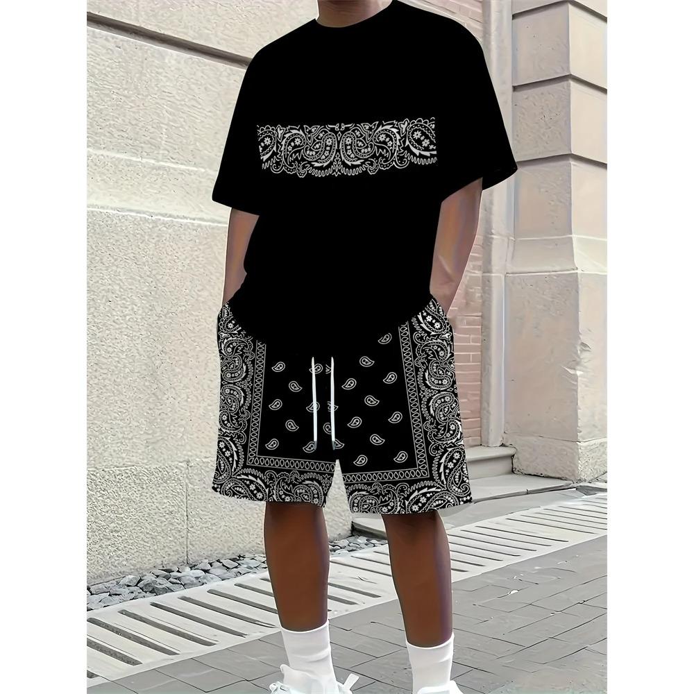 Frühling Sommer Herren Einfache Basketball-bedruckte Rundhals-T-Shirts Shorts Modisch Bequem Atmungsaktiv Kurzärmelige Sportbekleidung