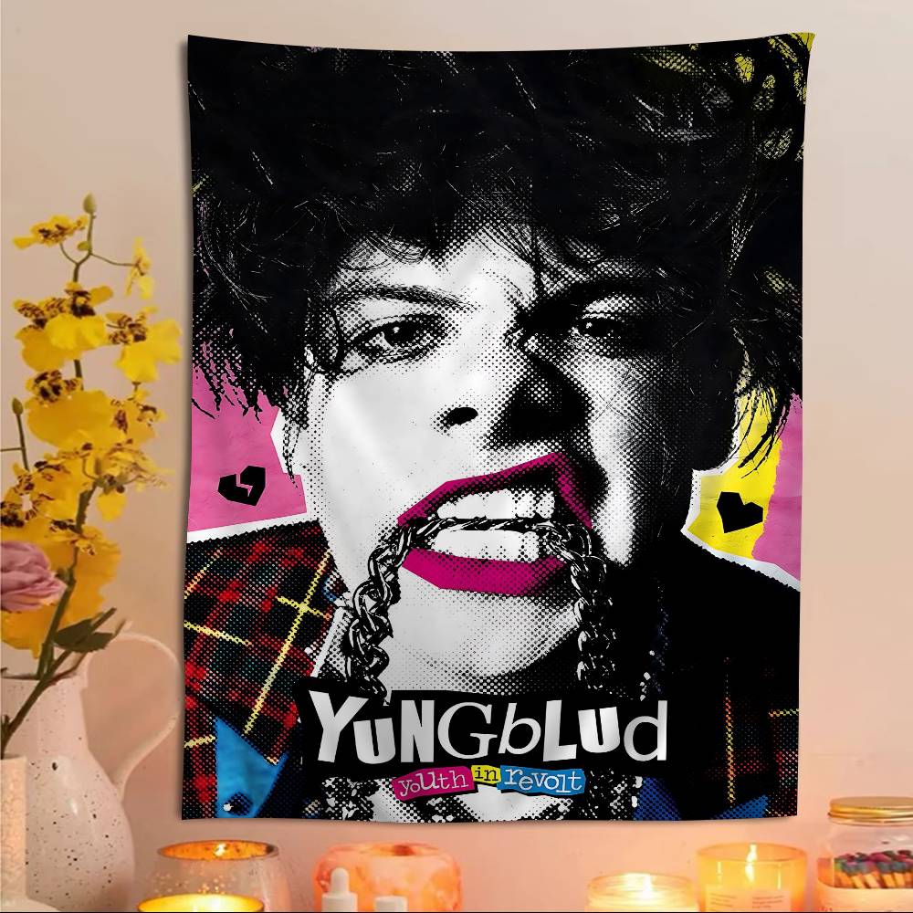 YYungblud Hot Singer Cartoon Tapestry Bohemian Wall Tapestries Mandala Home Decor
