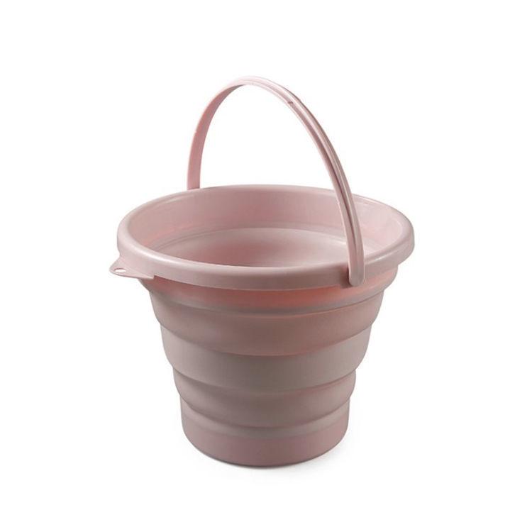 Portable Foldable Multi-Functional Bucket: Ideal for Travel, Household Use, Car Washing, Water Fetching, and Art Storage Nordic Pink 3L