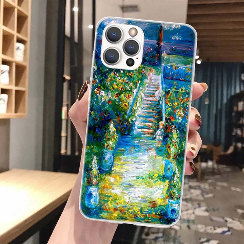 Claude Monet Garden Lotus Bridge Silicon Phone Case for iPhone 17 16 16E 15 Pro Max 14 Plus 11 13 Mini 12 7 8 SE Air 17Pro Cover