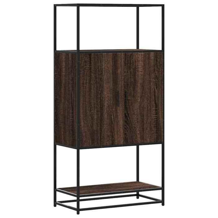 VidaXL Buffet haut chêne marron 68x35x139 cm bois d'ingénierie métal, armoire latérale, armoire de rangement haute, vitrine 849043