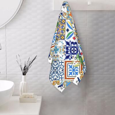 Mediterranean Tiles and Lemon Soft Face Towel Quick Dry Pool Bath Cotton Towels Breathable