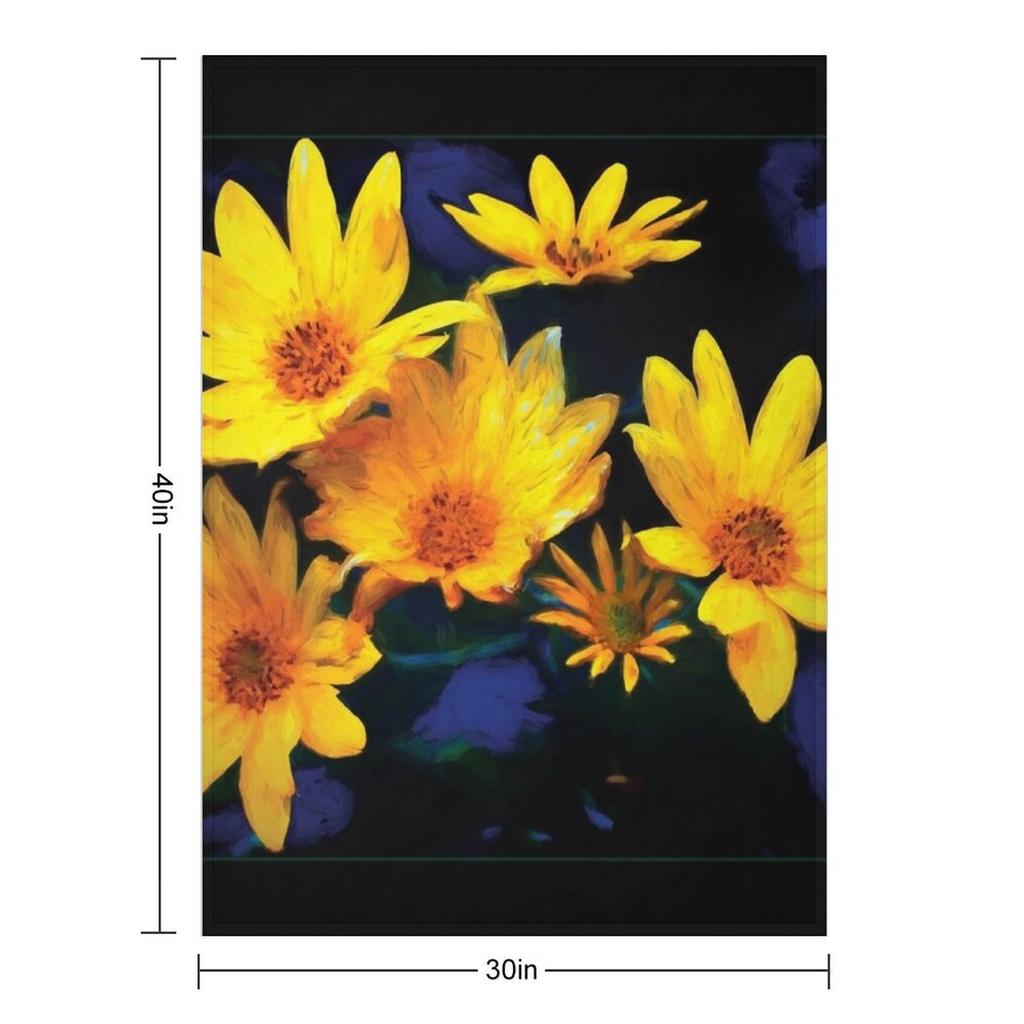 Wild Sunflower Bouquet, Painterly Impression In Rich Soothing Tones Throw Blanket Sofa Anime Christmas Decoration Blankets