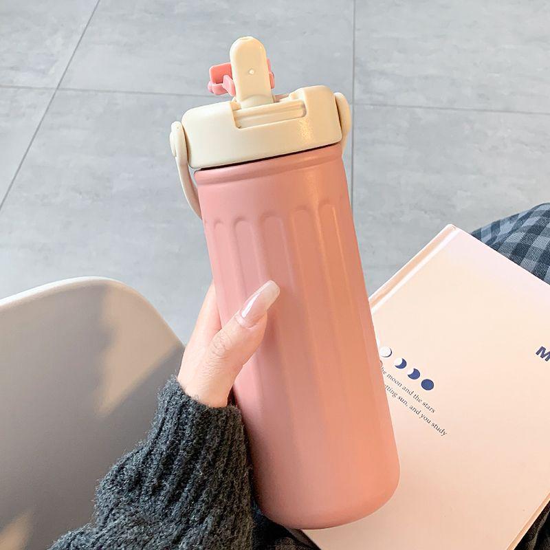 2026 Girls' Portable Thermos Cup with Straw - Stylish, Compact Design for Office Use