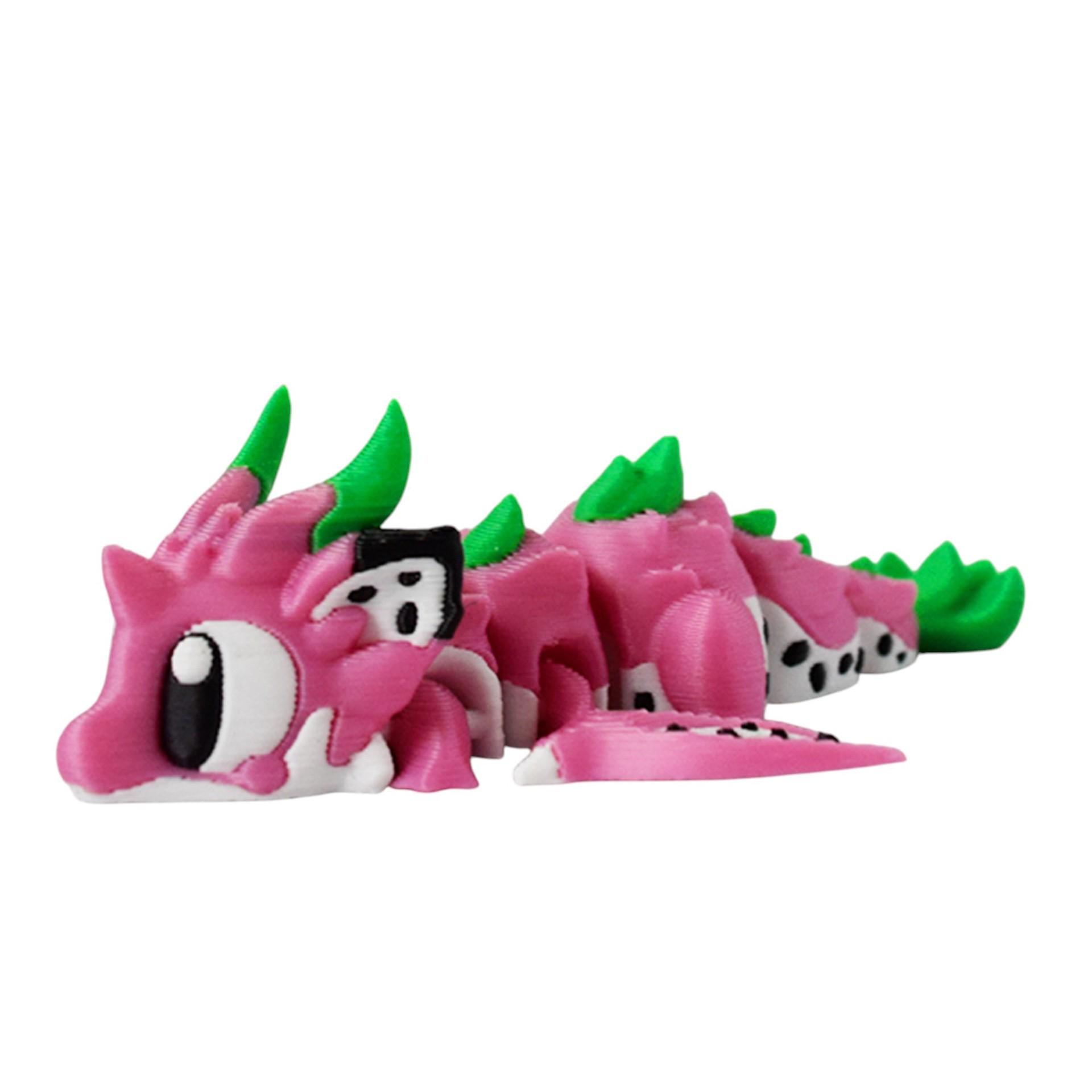 3D Printed Realistic Pitaya Dragon Figurine - Flying Dragon Baby Toy & Cute Ornament Pink