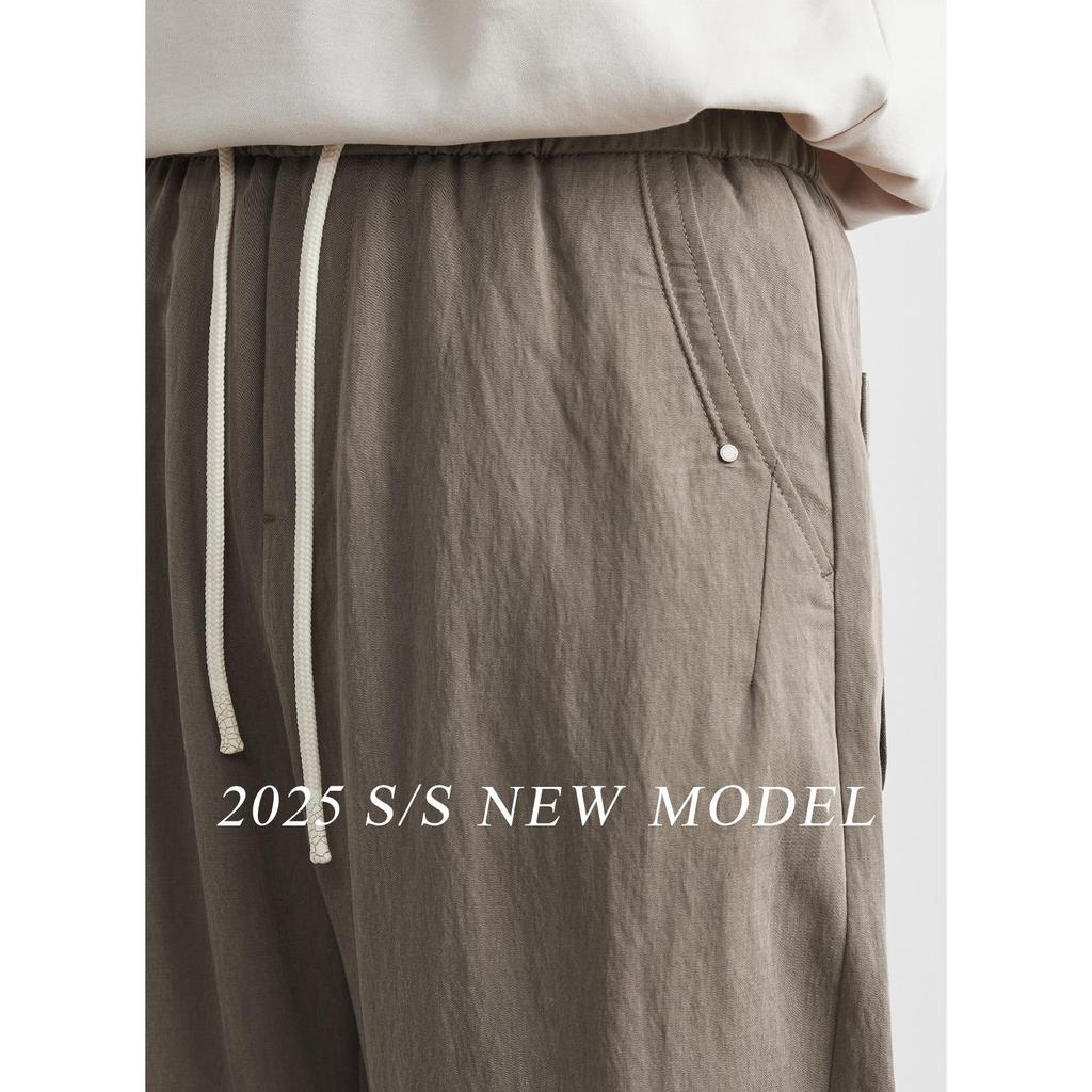 Men's Spring/Summer Loose Straight Leg Ice Silk Trousers - Wide Leg Tencel Drape Casual Pants