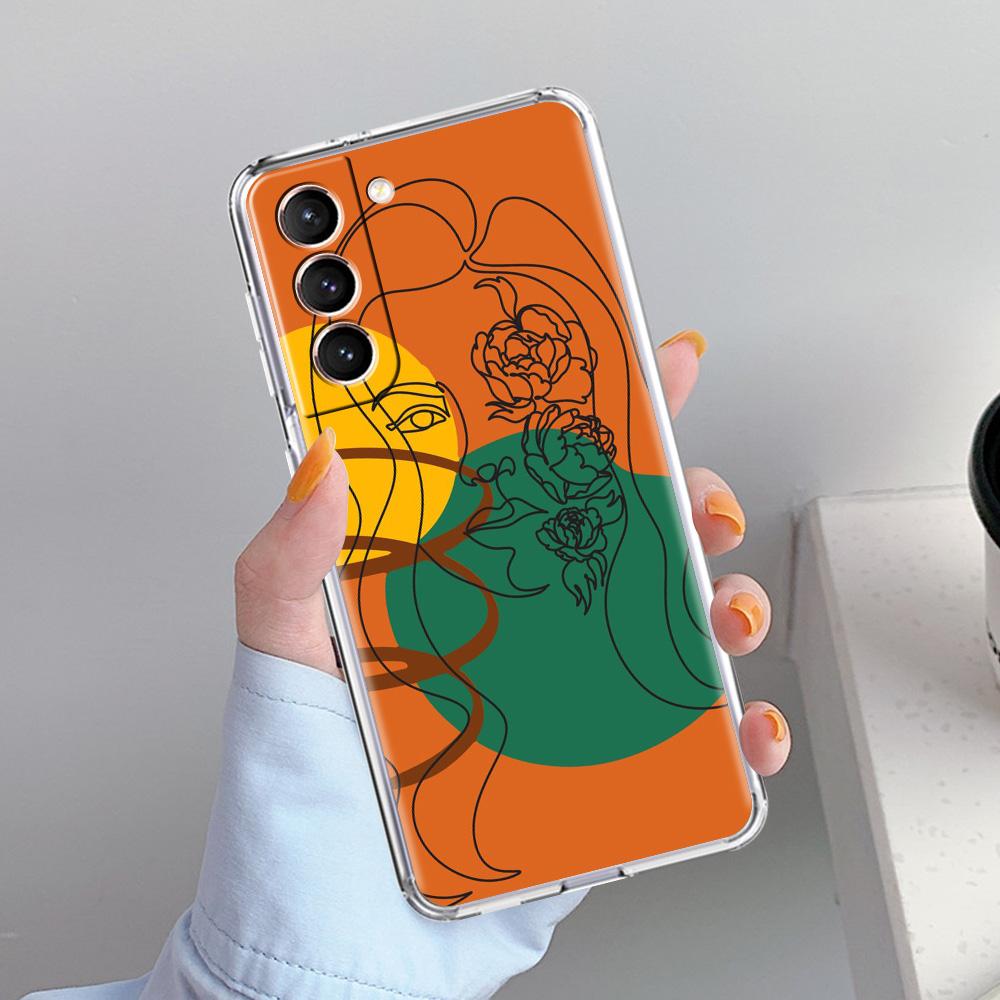 Phone Case For Samsung Galaxy S26 S25 S24 S23 S22 Ultra S20 S21 FE 5G Plus Soft Clear Cover One Line Art
