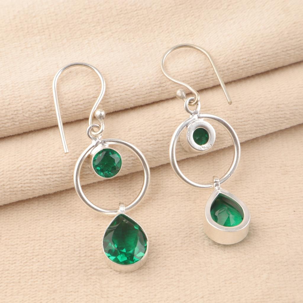 Chrome Diopside Gemstone 925 Sterling Silver Jewelry Handmade Drop Earrings 2.0" EE-140-3
