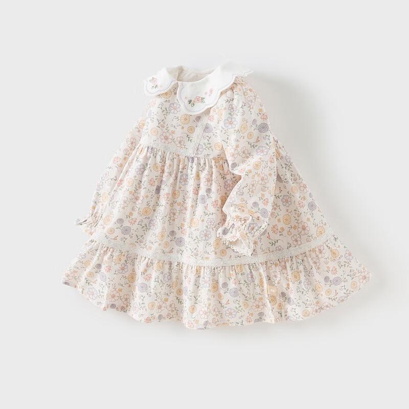 David Bella Girls  Floral Long Sleeve A-Line Dress 120cm