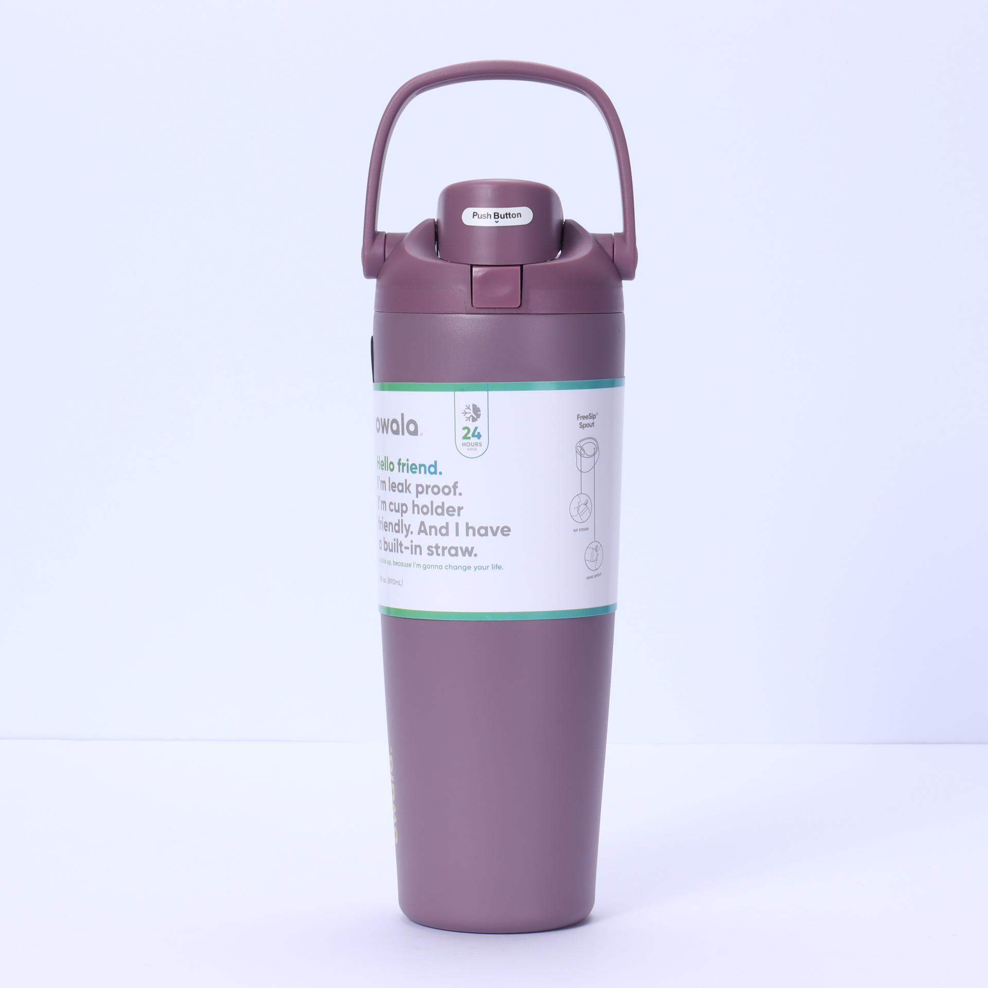 

Owala 30oz Large Capacity Double Drink Sports Water Bottle - Stainless Steel Insulated Fruit Cup фіолетовий/коричневий
