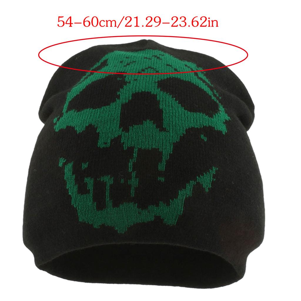 Halloween Fashion Acrylic Knitted Skull Cap With Skull Stretchy Fit For Street Trend Anime Enthusiasts