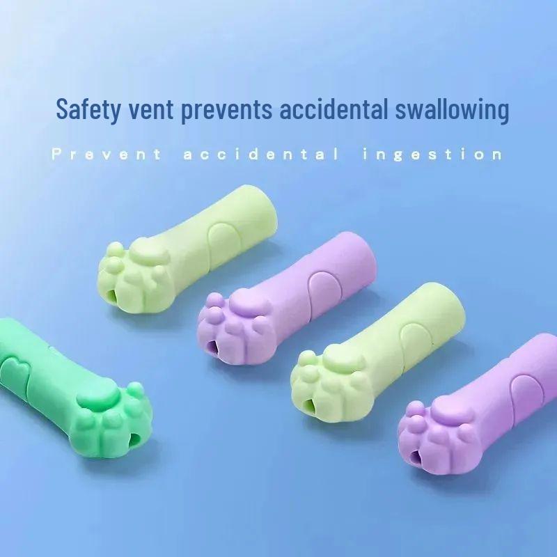 Soft Silicone Cat Paw Pencil Cap & Grip Aid for Kids - Cartoon Eraser Sleeve for Boys & Girls