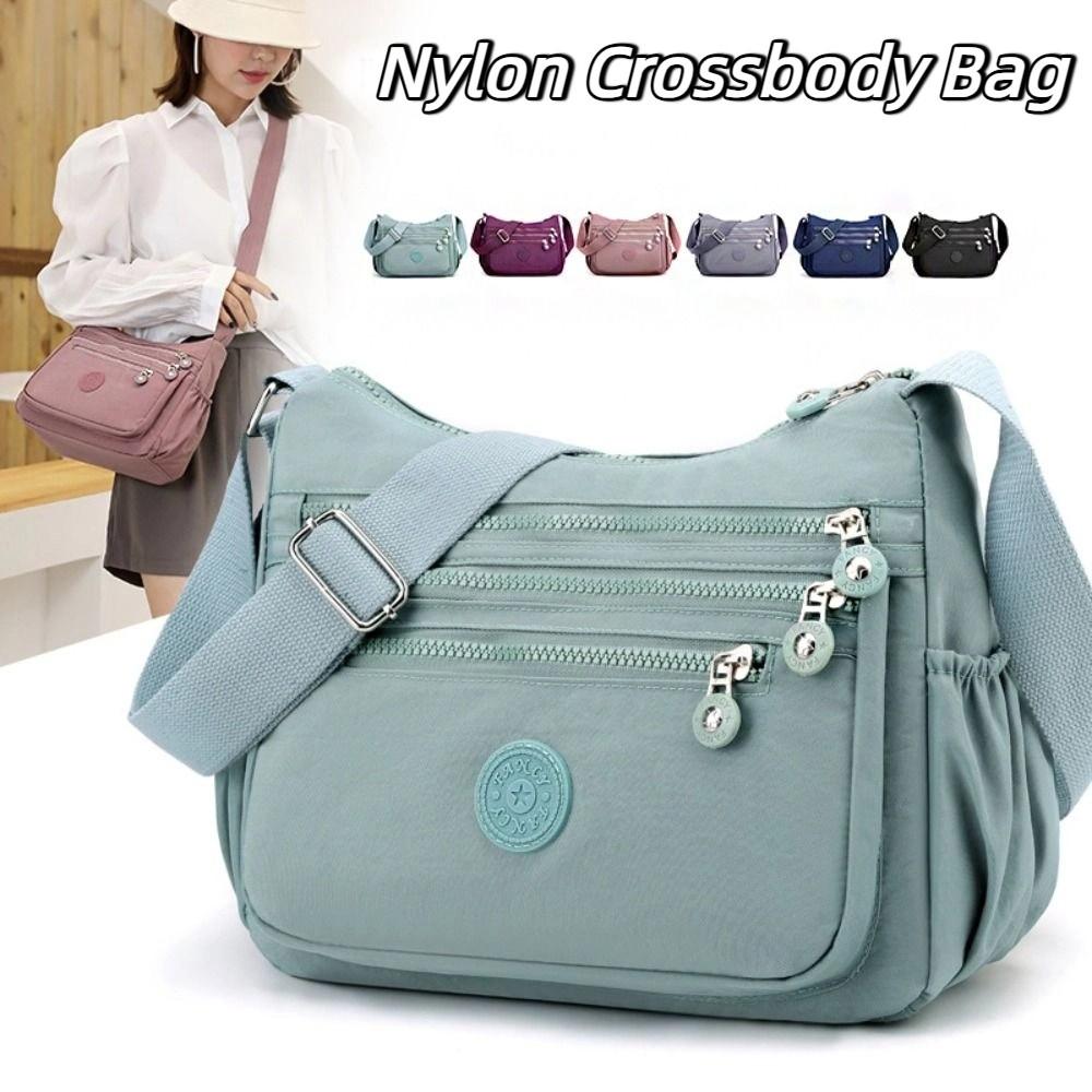 Wide Strap Nylon Square Bag Multi-layer Middle-aged Crossbody Bag Shopping Messenger Bags  Work