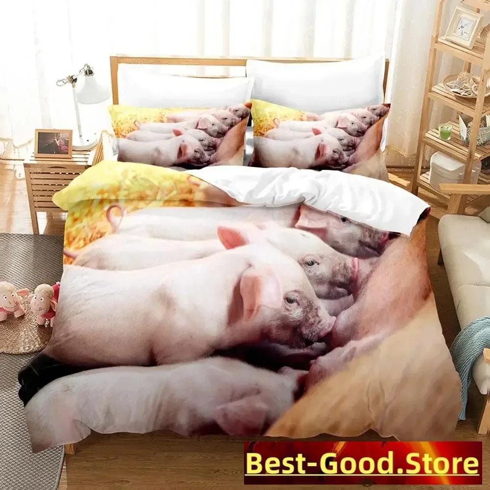 Pink Pig Bedding Set Single Twin Full Queen King Size Bed Set Aldult Kid Bedroom Duvetcover Sets Anime Parure De Lit Bed