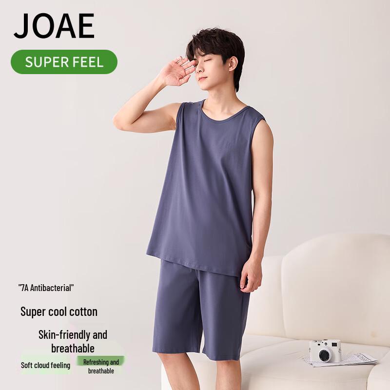 JOAE Men s Cotton Sleeveless Lounge Pajama Set XL