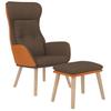 Recliner Chair with Ottoman Brown Faux Leather & Fabric