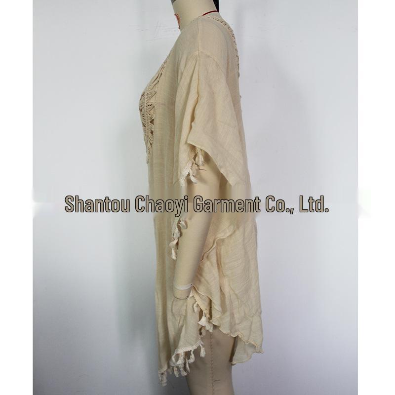 Hand-Crocheted European & American Beach Tassel Cover-Up Dress