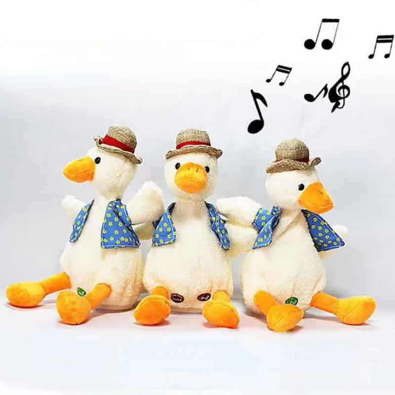 Lustiges USB-Laden Sprechen Lernen Wiederholen Ente Plüschtier Puppe Geburtstagsgeschenk für Erwachsene Kinder 200 Lieder Sprechen Tanzen Aufnahme