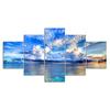 Blue Sky White Clouds Sea View 5 Piece Five Panel Wall Canvas Print Modern Art Poster Picture Home Decor Gift For Him For Her