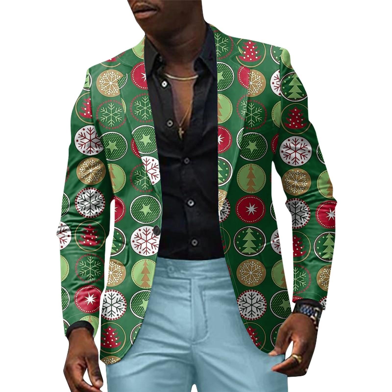 

Унисекс Зимние рождественские принты Пиджаки Унисекс Повседневная мода Куртки на пуговицах L армия зеленый