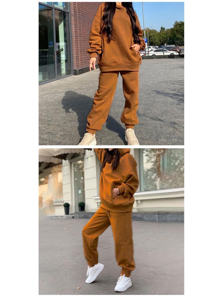 Damska bluza oversize z podszewką z polaru i casualowy zestaw sportowy na jesień/zimę