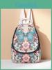 Ethnic Embroidered Canvas Backpack For Women With Multiple Compartments For Daily Use