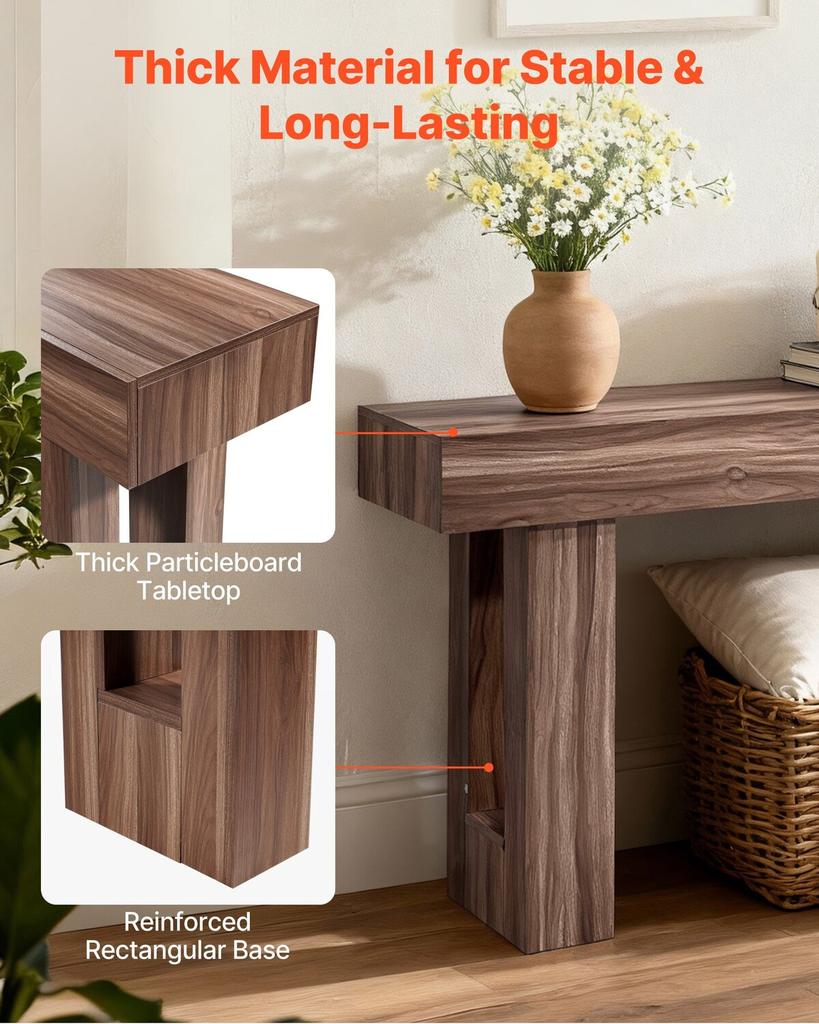 160 cm Console Table, Farmhouse Desk Behind the Couch, Wooden Rectangle Entrance Desk, Narrow Long Sofa Table Accent Stand for Hallway, Bedroom,
