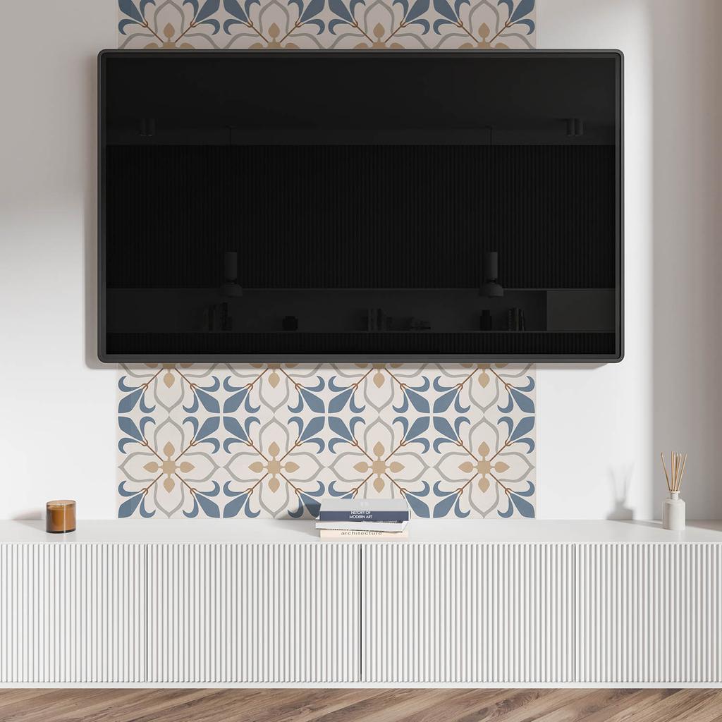 Estetyczna Okładzina Ścienna Winylowa Z Nadrukiem 120X60 Cm Kwiatowy Wzór Z Liśćmi