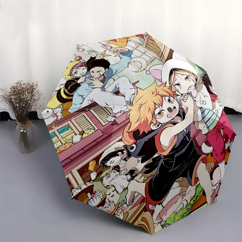 1pc Outdoor Umbrella with Haikyuu! Characters - Automatic Opening/Closing, Portable 3-Fold Design, 8-Rib Iron Frame - Perfect Gift for Fans, Trav