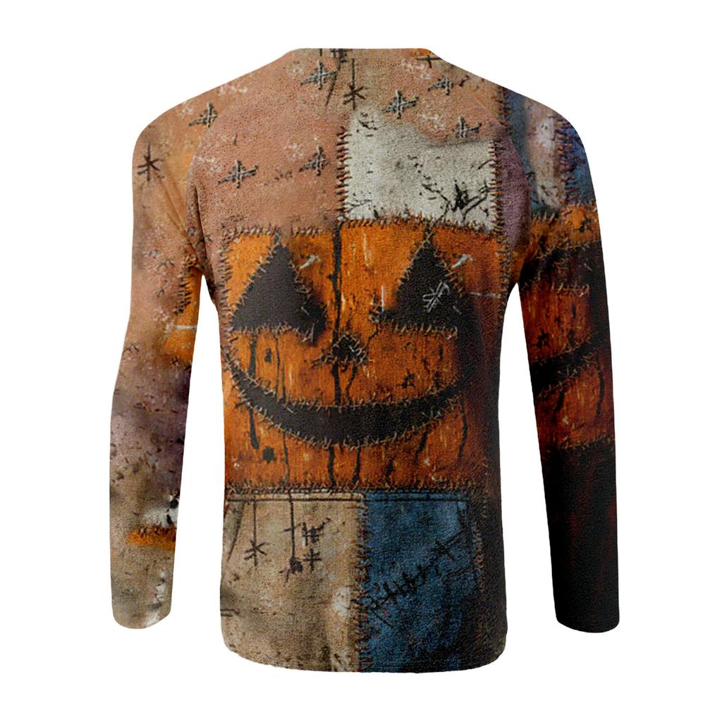 Halloween Print Raglan Sleeve Men's Long Sleeve Top