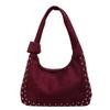 Rivet Faux Suede Shopping Shoulder Bag For Women 2025 Winter Retro Single Crossbody Bags Underarm Dumpling Sweet Tote Bags