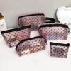 Women Love Nylon Mesh Cosmetic Bag Zipper Heart Shaped Toiletry Organizer Girls Makeup Case Lipstick Key Wash Purse Pouch Purse