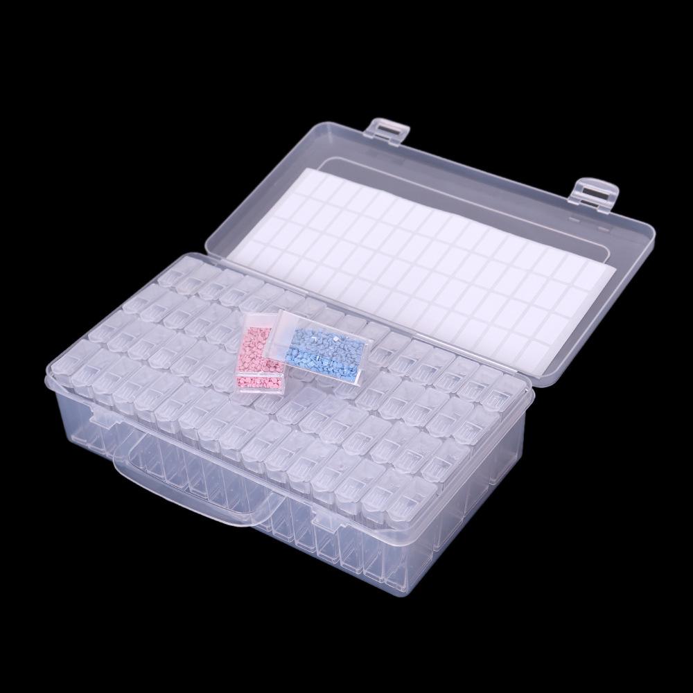 Compact 64-Compartment Diamond Painting Storage Box for Beads, Crafts, and Art Projects