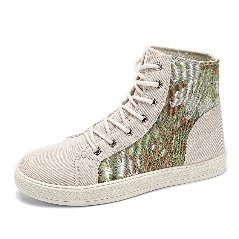 Fashion Printed Men's High-Top Shoes Casual Comfortable Men Skateboard Shoes Platform Black Sneakers Man Zapatillas Informales