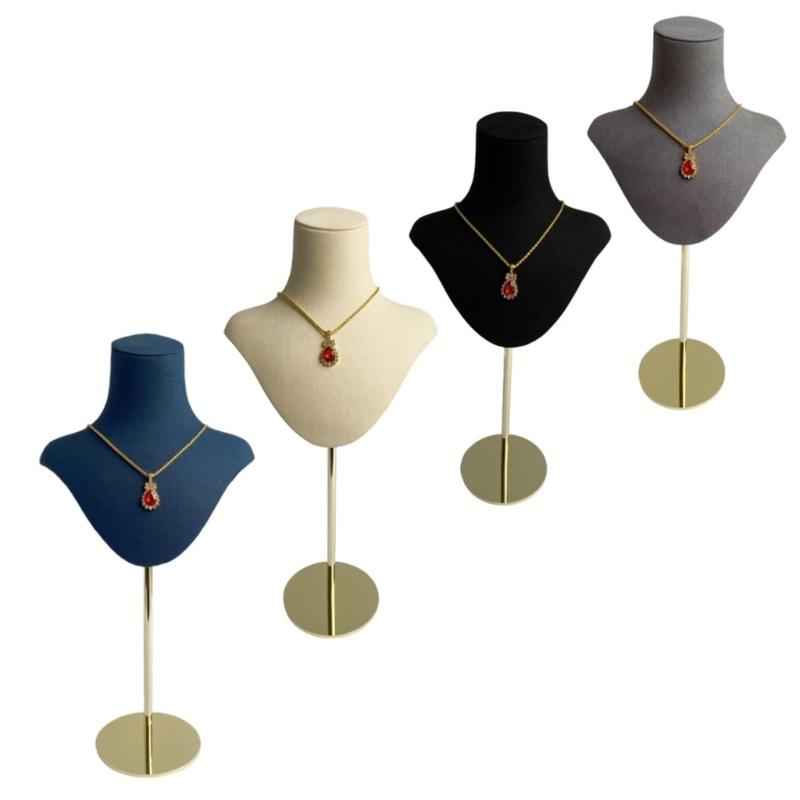 Mannequin Shaped Necklace Showcase Stand Stylish Portrait Model Jewelry Holder Tabletop Neckchain Pendant Display Rack