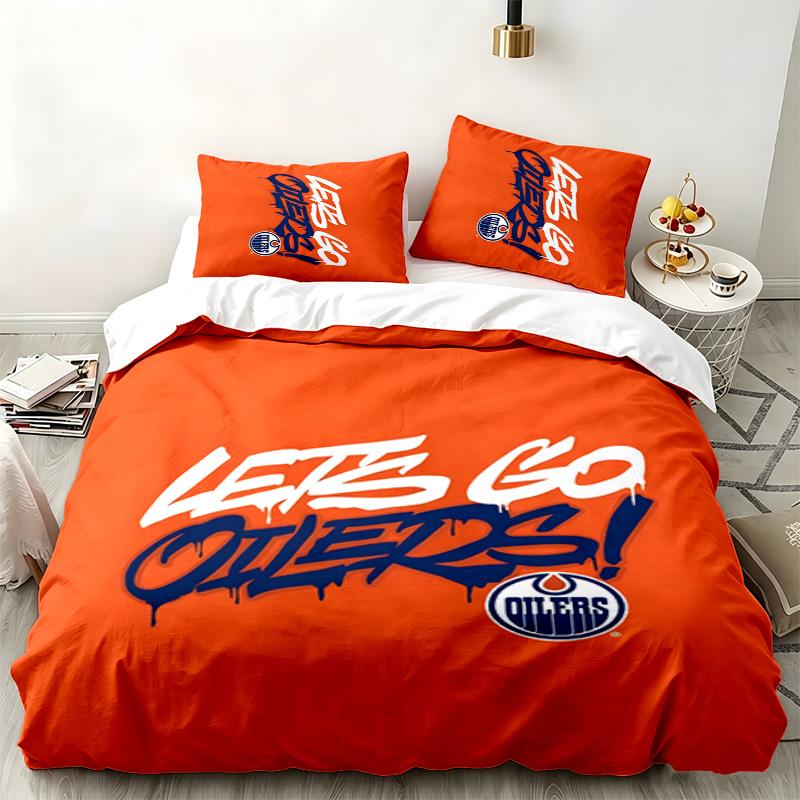 Edmonton Oilers 3pc Set Perfect for Bedroom Use Comfortable Bedding Set Includes a Duvet Cover and Two Pillowcases Ideal Birthday or Christmas Gift