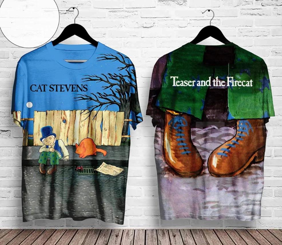 Rare Cat Stevens Teaser And The Firecat Album Cover 3D T-shirt S to 5XL 2F1239 S