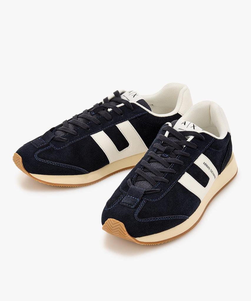 Armani Exchange Men'S Logo Patch Suede Sneakers _Dark Navy_A416175006